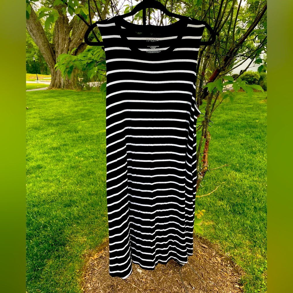 Summer Dress - Black & White Striped- soft flowy